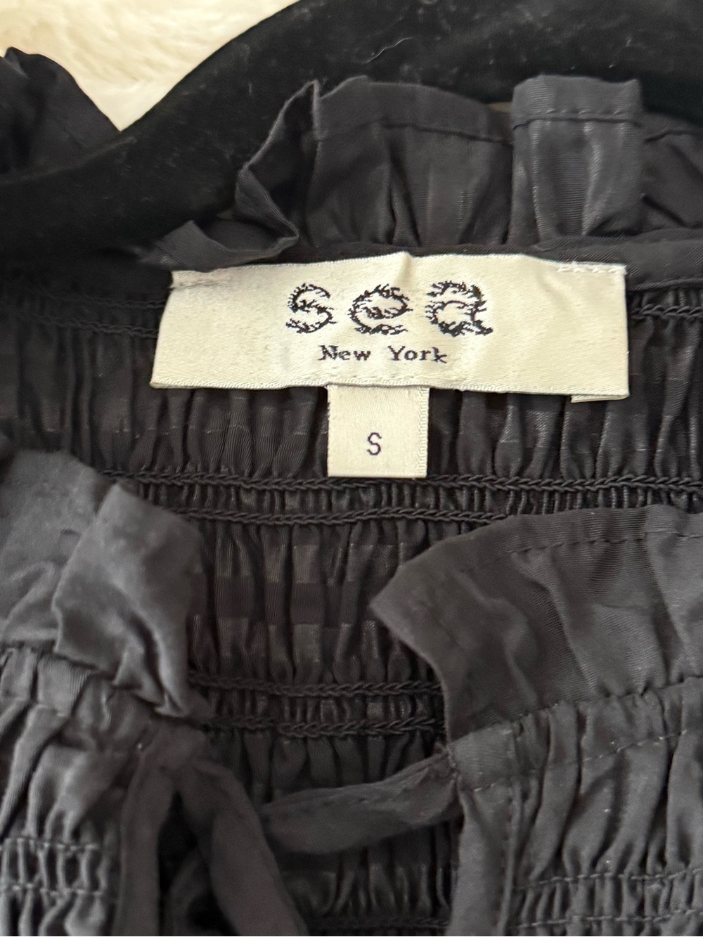 Sea Black Ruffled Smocked Peasant Blouse - Picture 2 of 2